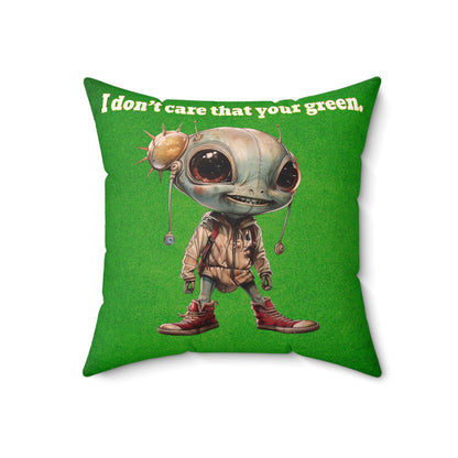 I don't care that your grey - Faux Suede Square Pillow - (green turf)