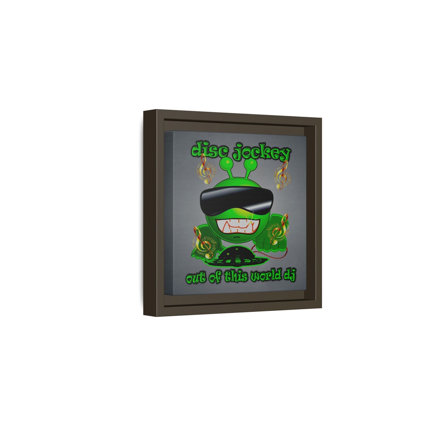 disc jockey - framed canvas art (grey-light grey)