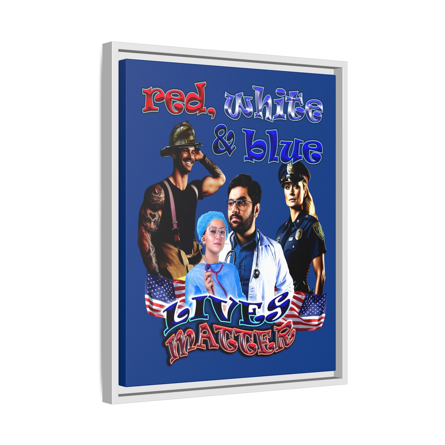 rw&b lives matter - framed canvas art (dark blue)