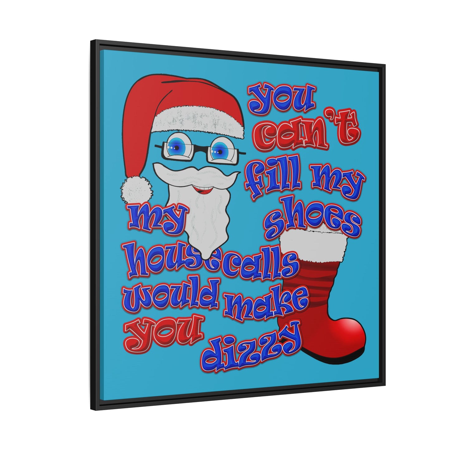 santa's shoes - framed canvas art (turquoise)