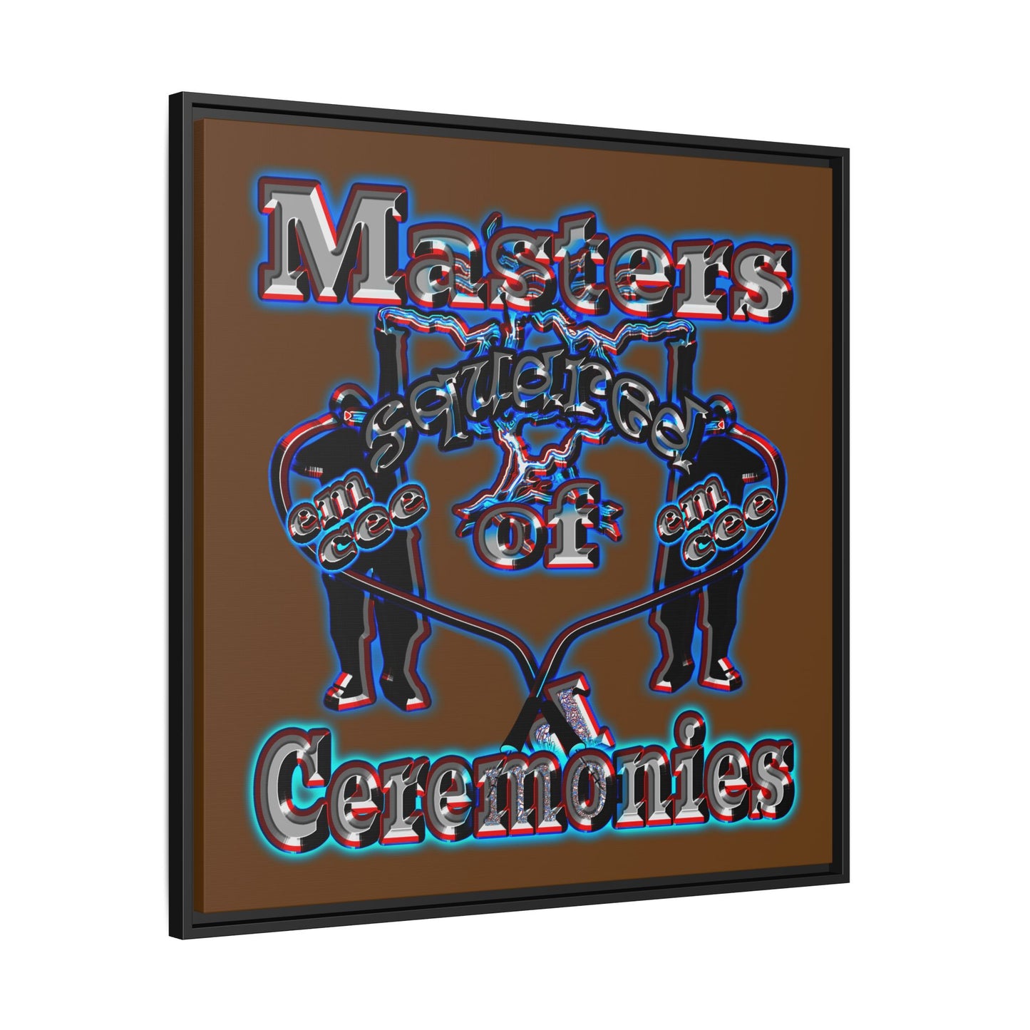 em cee squared - framed canvas art (brown)