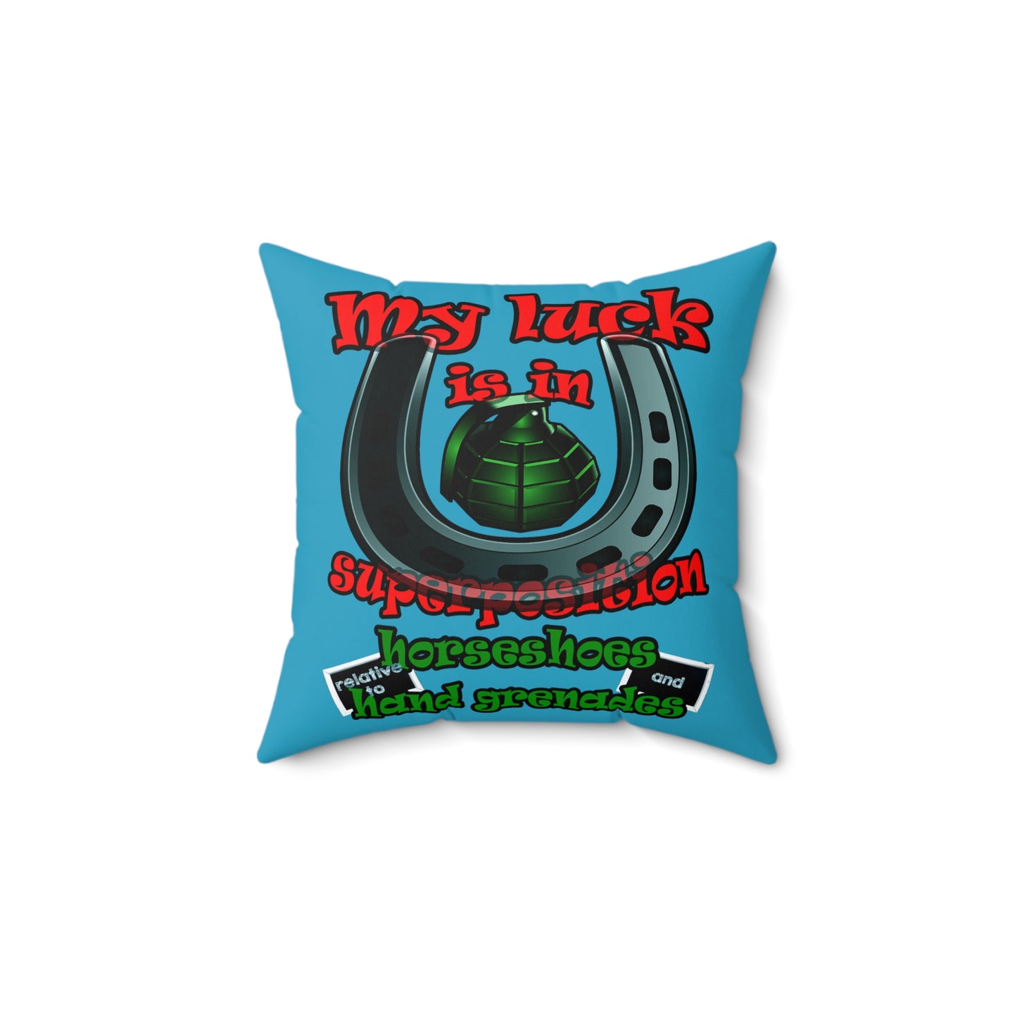 my luck - Spun Polyester Square Pillow - (turquoise)