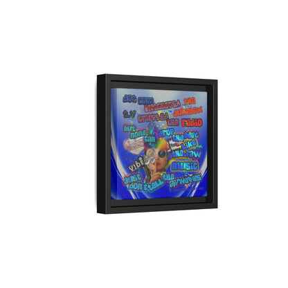 drop the beat - framed canvas art (blue-white wave)