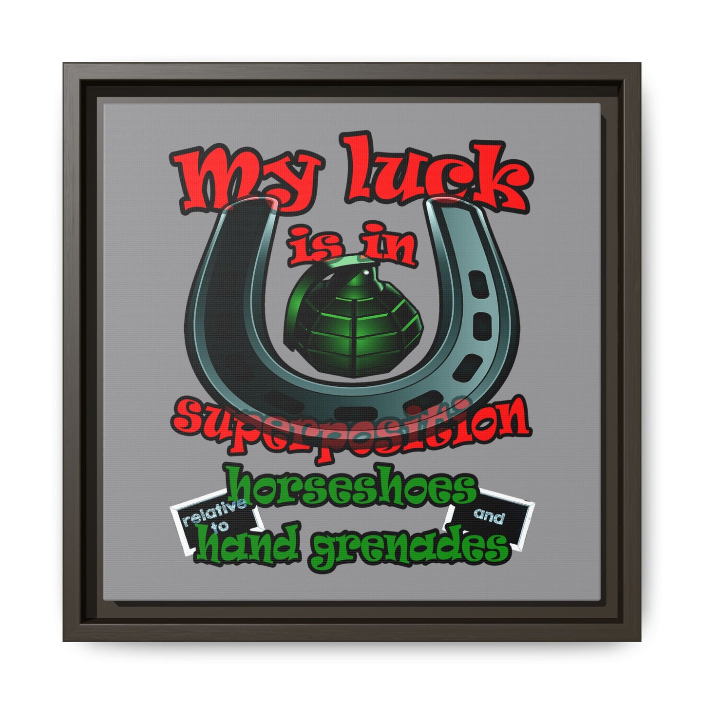 my luck - framed canvas art (grey)