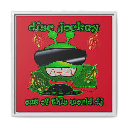 disc jockey - framed canvas art (dark red)