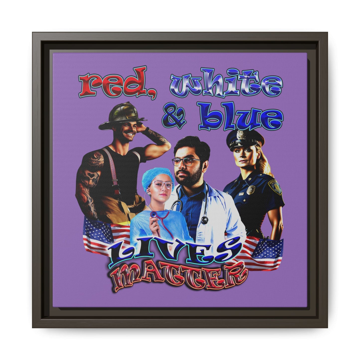 rw&b lives matter - framed canvas art (light purple)