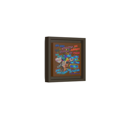 drop the beat - framed canvas art (brown)