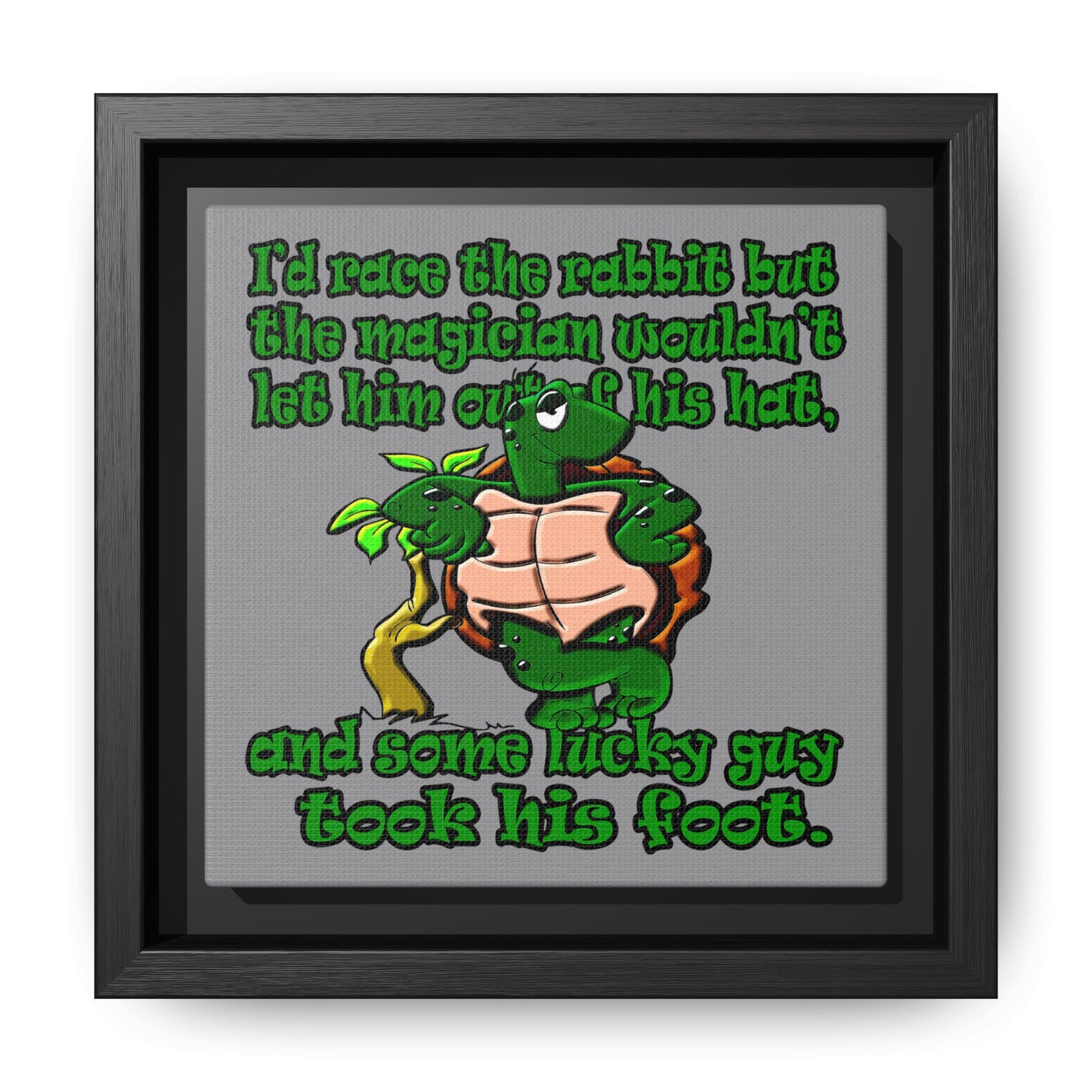 turtle race - framed canvas art (grey)