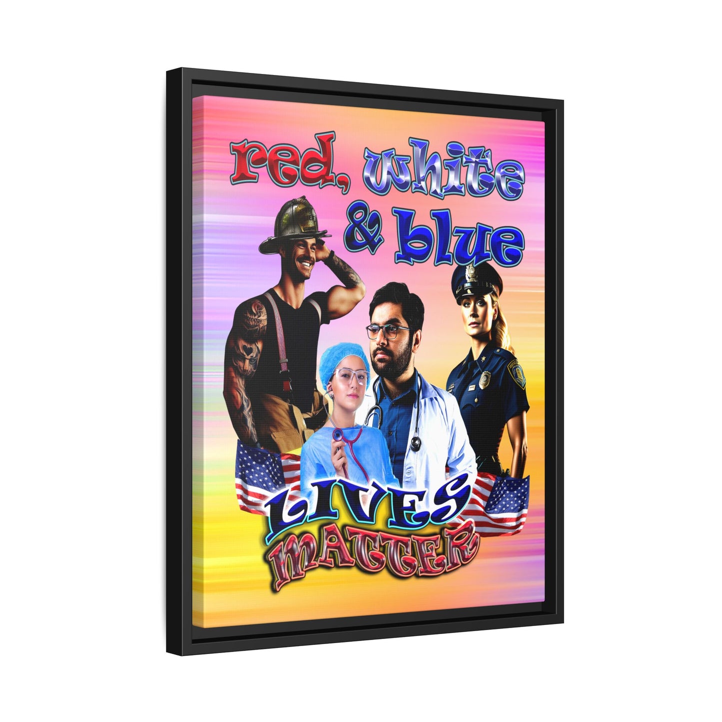 rw&b lives matter - framed canvas art (color blur)