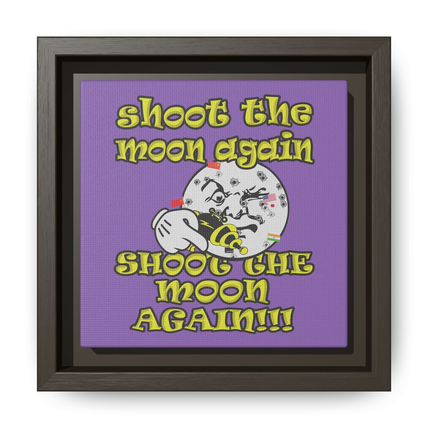 shoot the moon again - framed canvas art (light purple)