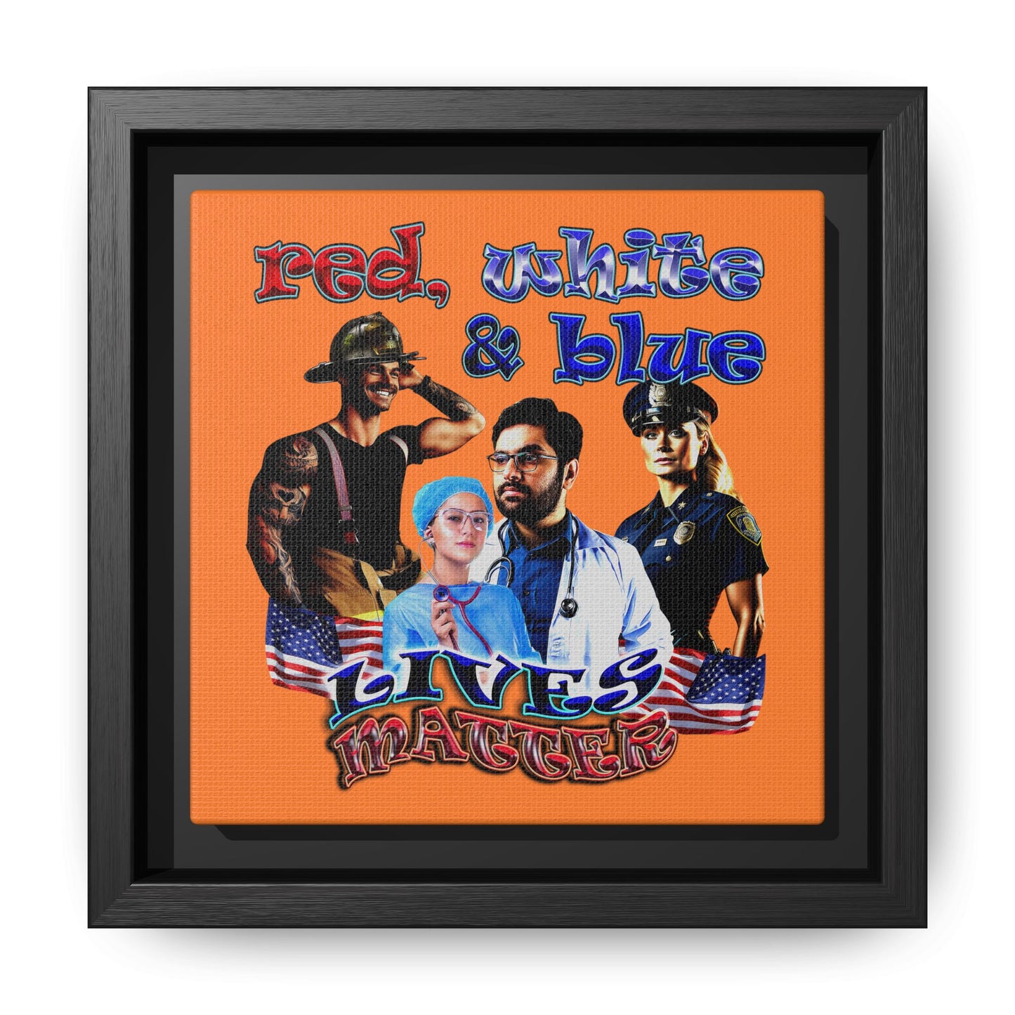 rw&b lives matter - framed canvas art (crusta)