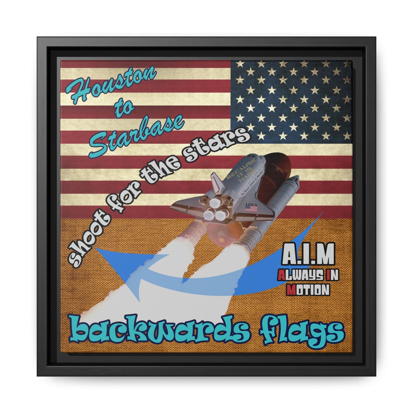 shoot for the stars - framed canvas art (brown papyrus)