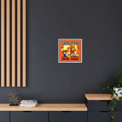 love peace - framed canvas art (orange)