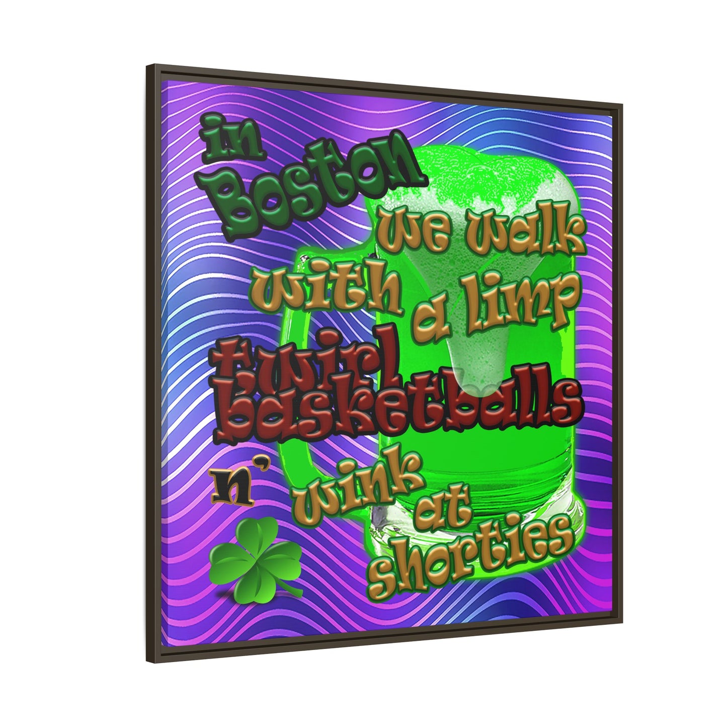 celtics logo - framed canvas art (purple wave)