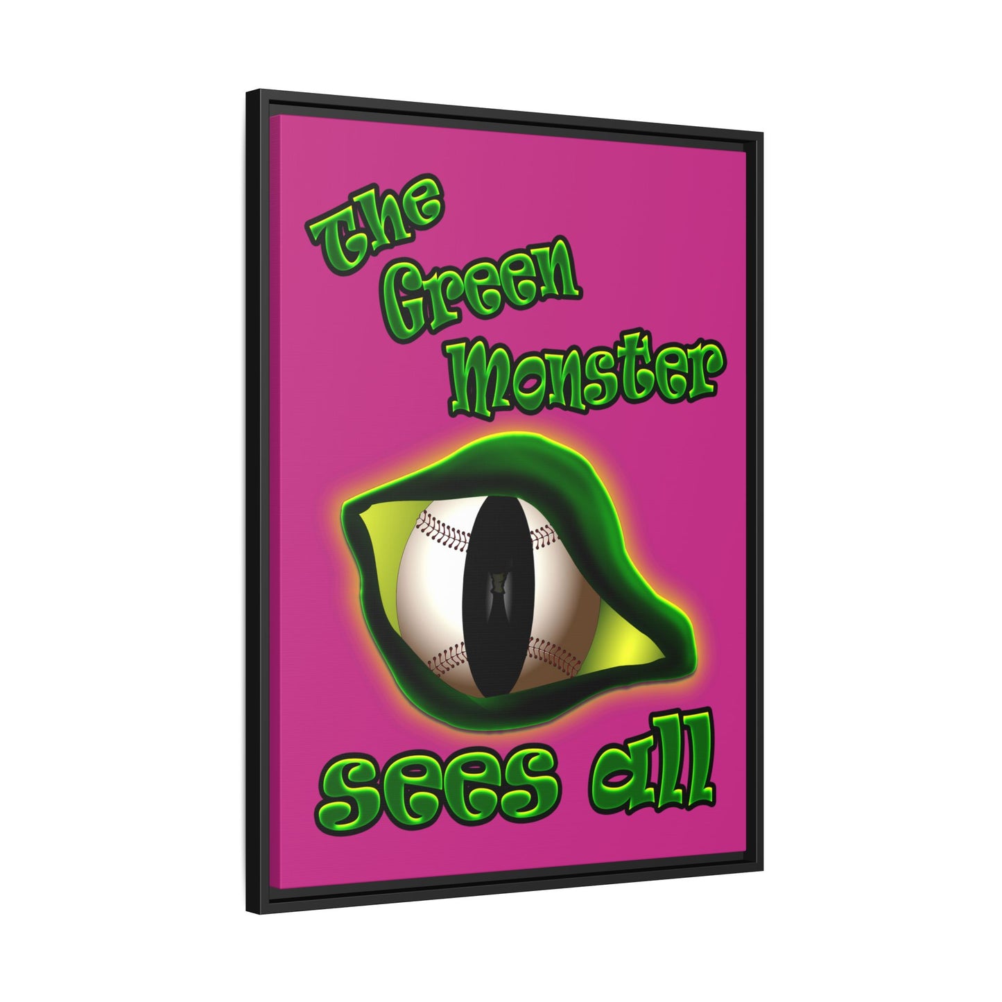 green monster - framed canvas art (pink)