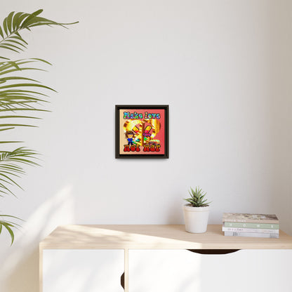 love peace - framed canvas art (yellow-orange wave)