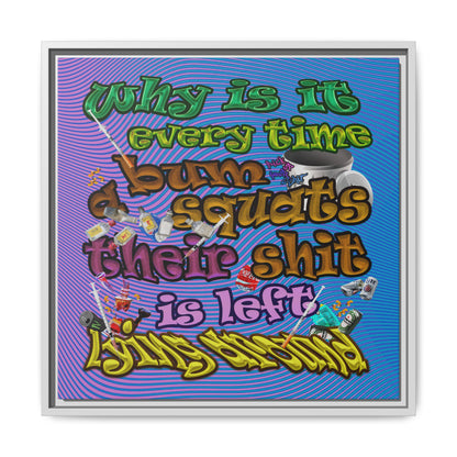 the bum's shit - framed canvas art (light blue-purple wave)