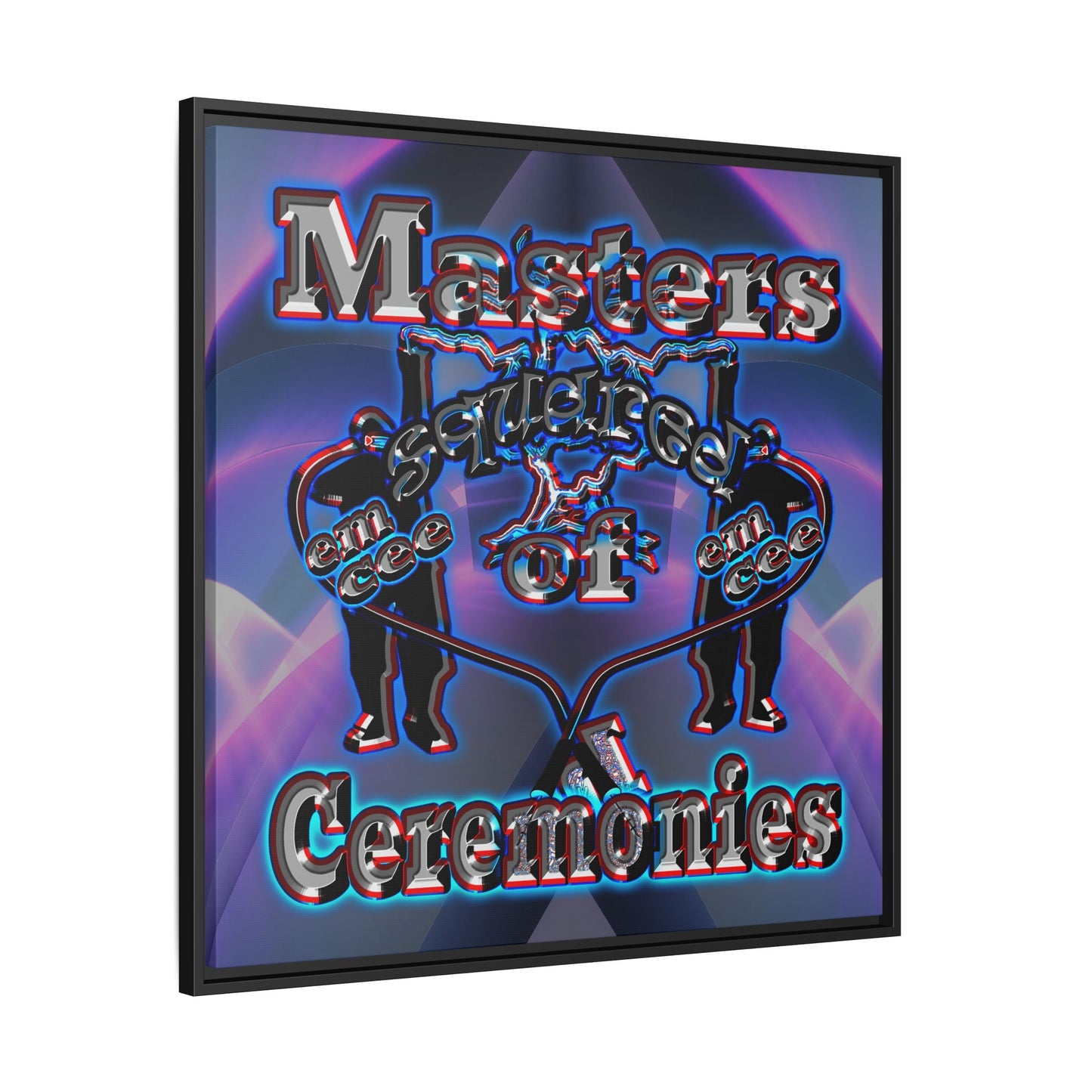 em cee squared - framed canvas art (grey-pink wave)