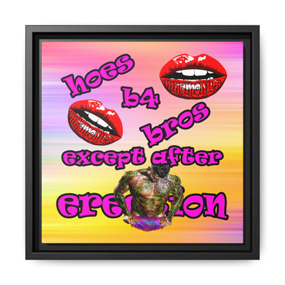 hoes b4 bros - framed canvas art (color blur)
