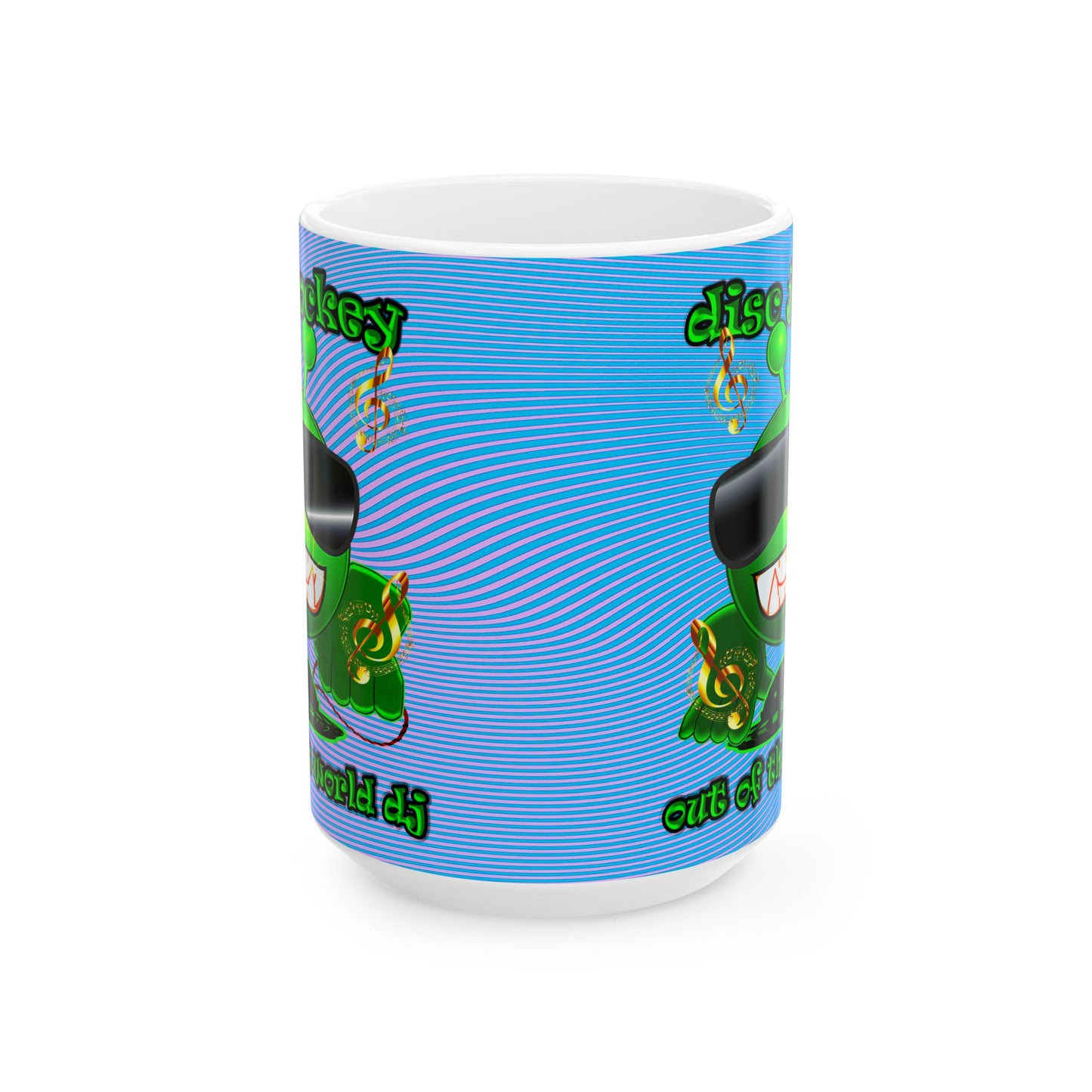 disc jockey - White Mug (light blue-purple wave)