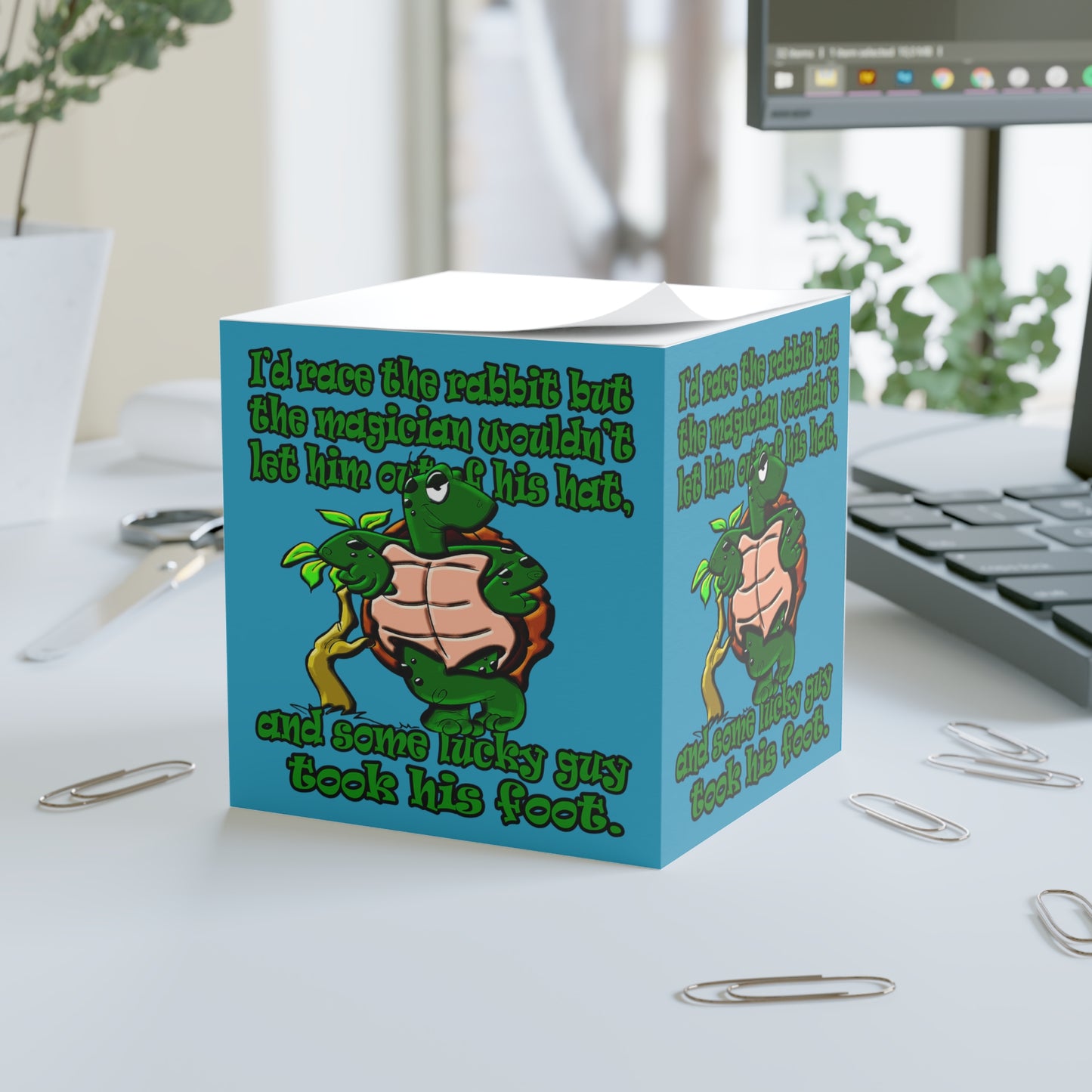 turtle race - note cube (turquoise)