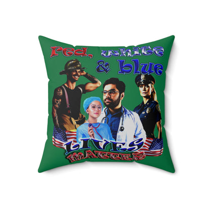 rw&b lives matter - Spun Polyester Square Pillow - (dark green)