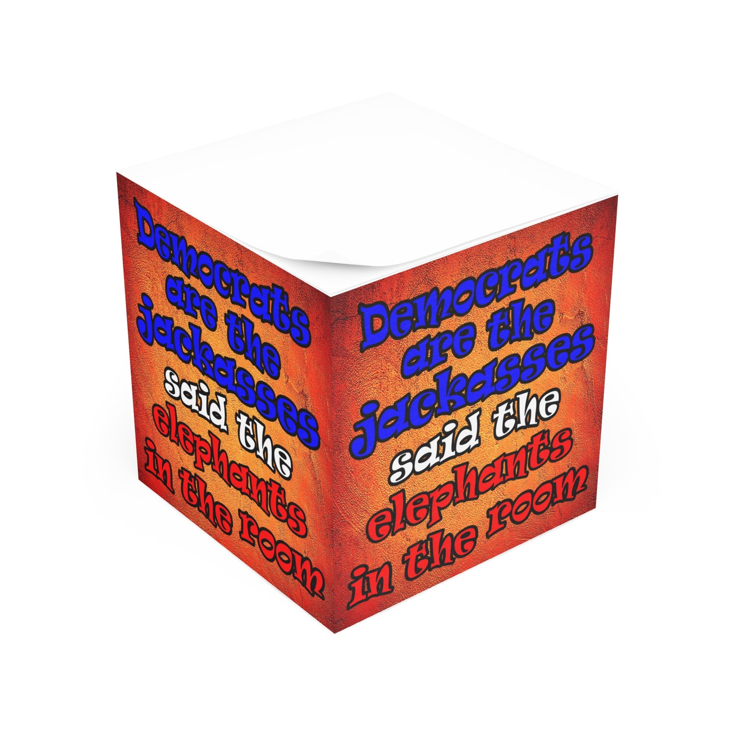 donkeys and elephants - note cube (burnt orange)