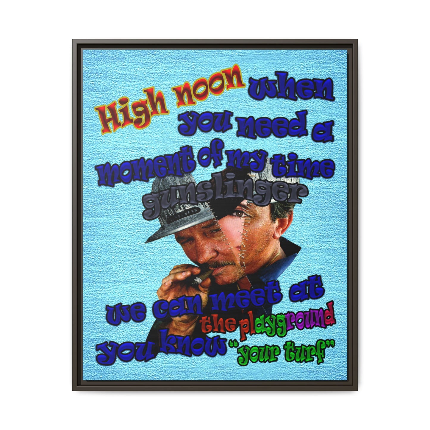 high noon - framed canvas art (faded blue)