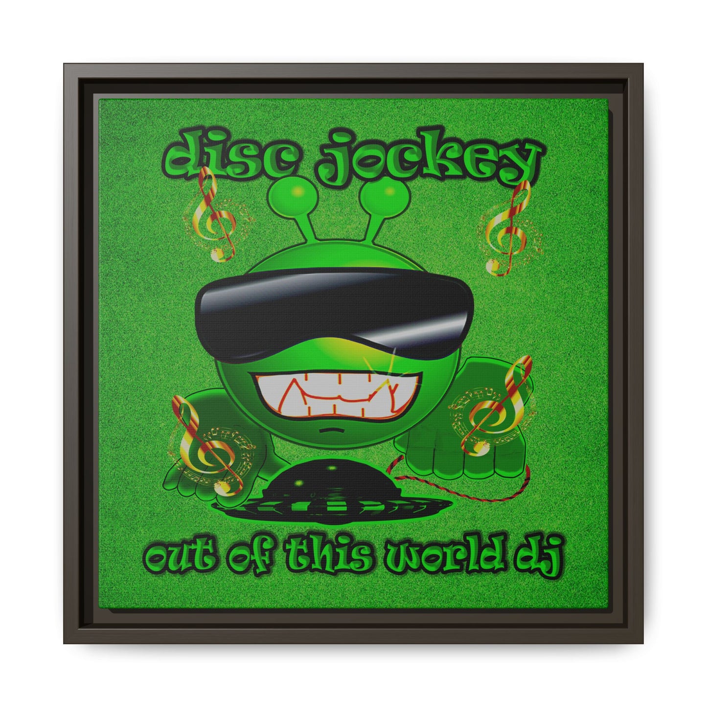 disc jockey - framed canvas art (green turf)