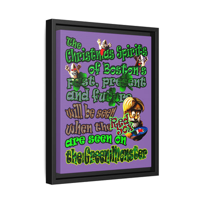 christmas spirits of boston - framed canvas art (light purple)