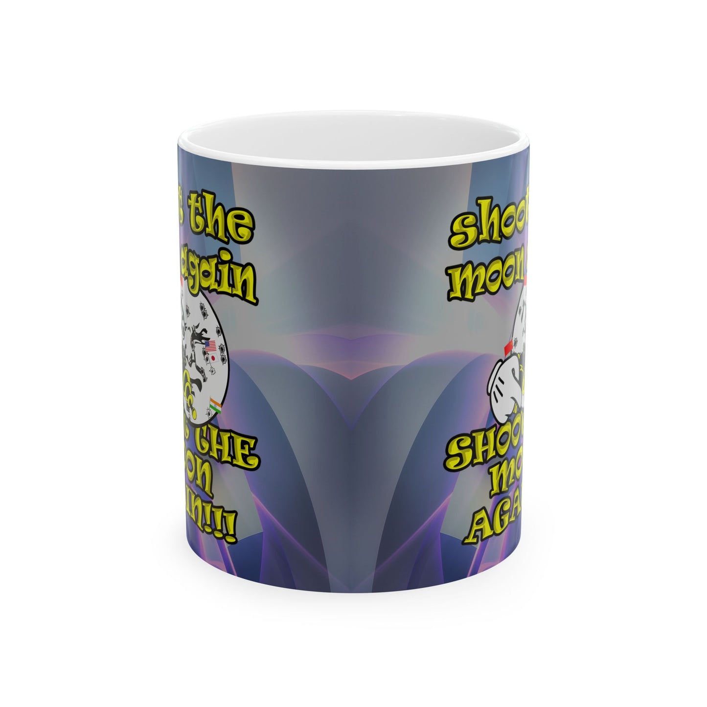 shoot the moon again - White Mug (grey-pink wave)