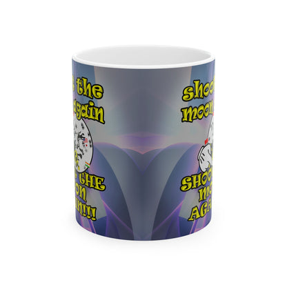 shoot the moon again - White Mug (grey-pink wave)