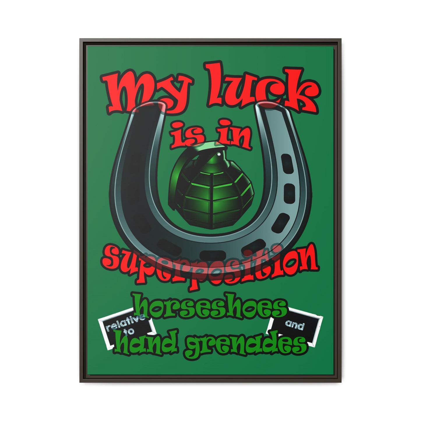 my luck - framed canvas art (dark green)