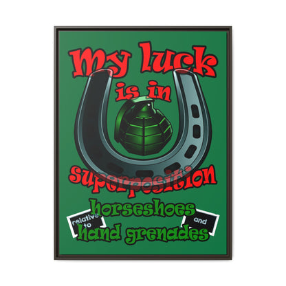 my luck - framed canvas art (dark green)