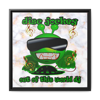disc jockey - framed canvas art (white marble)