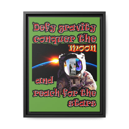 defy conquer reach - framed canvas art (green)