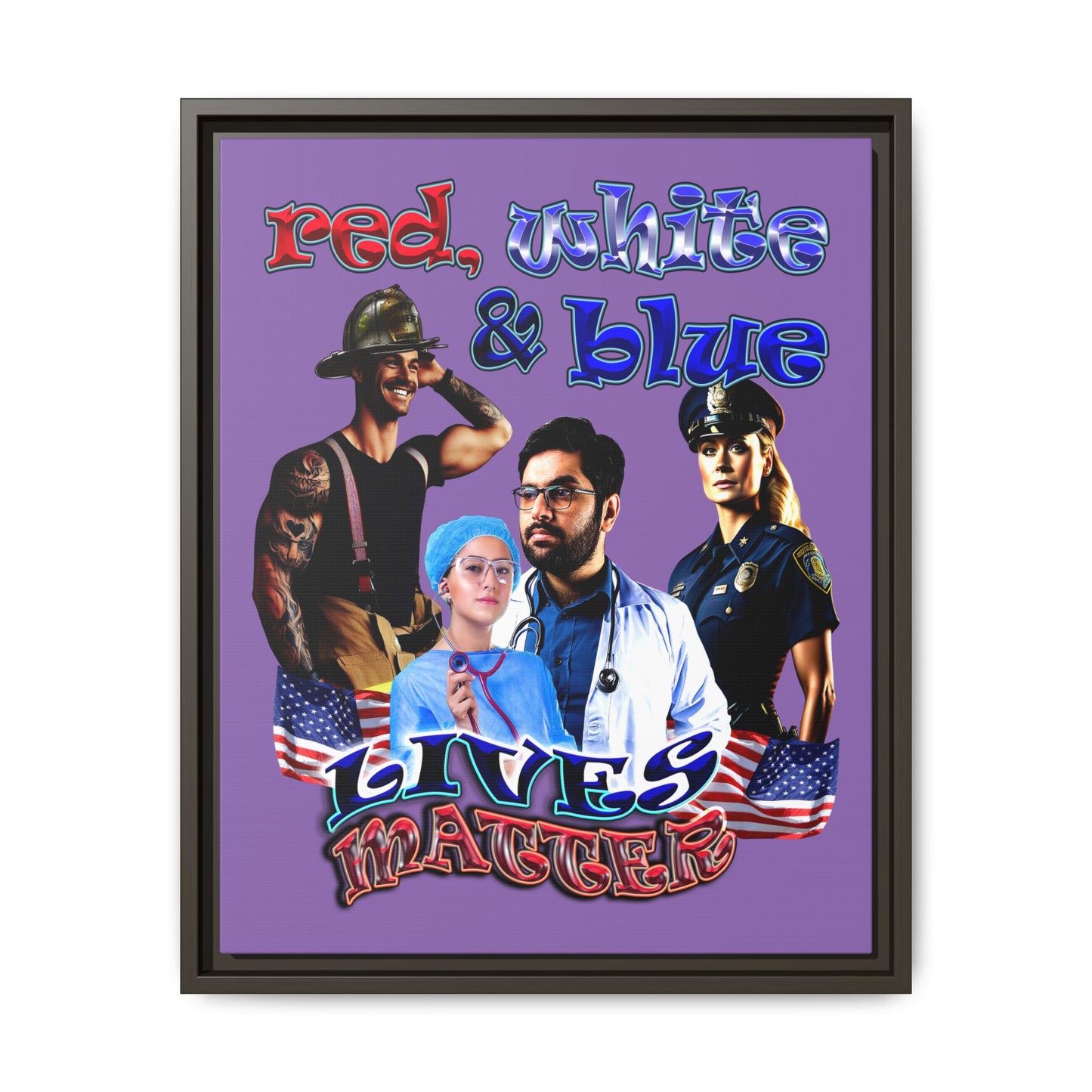 rw&b lives matter - framed canvas art (light purple)