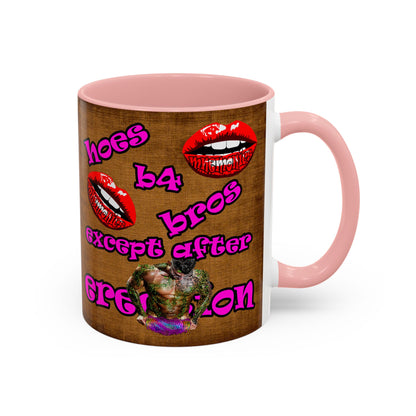 hoes b4 bros - Accent Mug (brown papyrus)