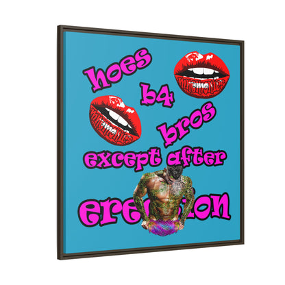 hoes b4 bros - framed canvas art (turquoise)