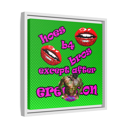 hoes b4 bros - framed canvas art (logo green)