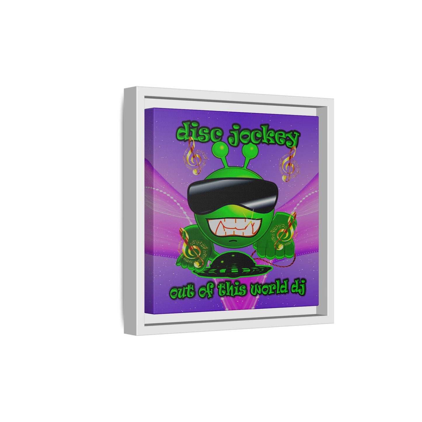 disc jockey - framed canvas art (purple-pink wave)
