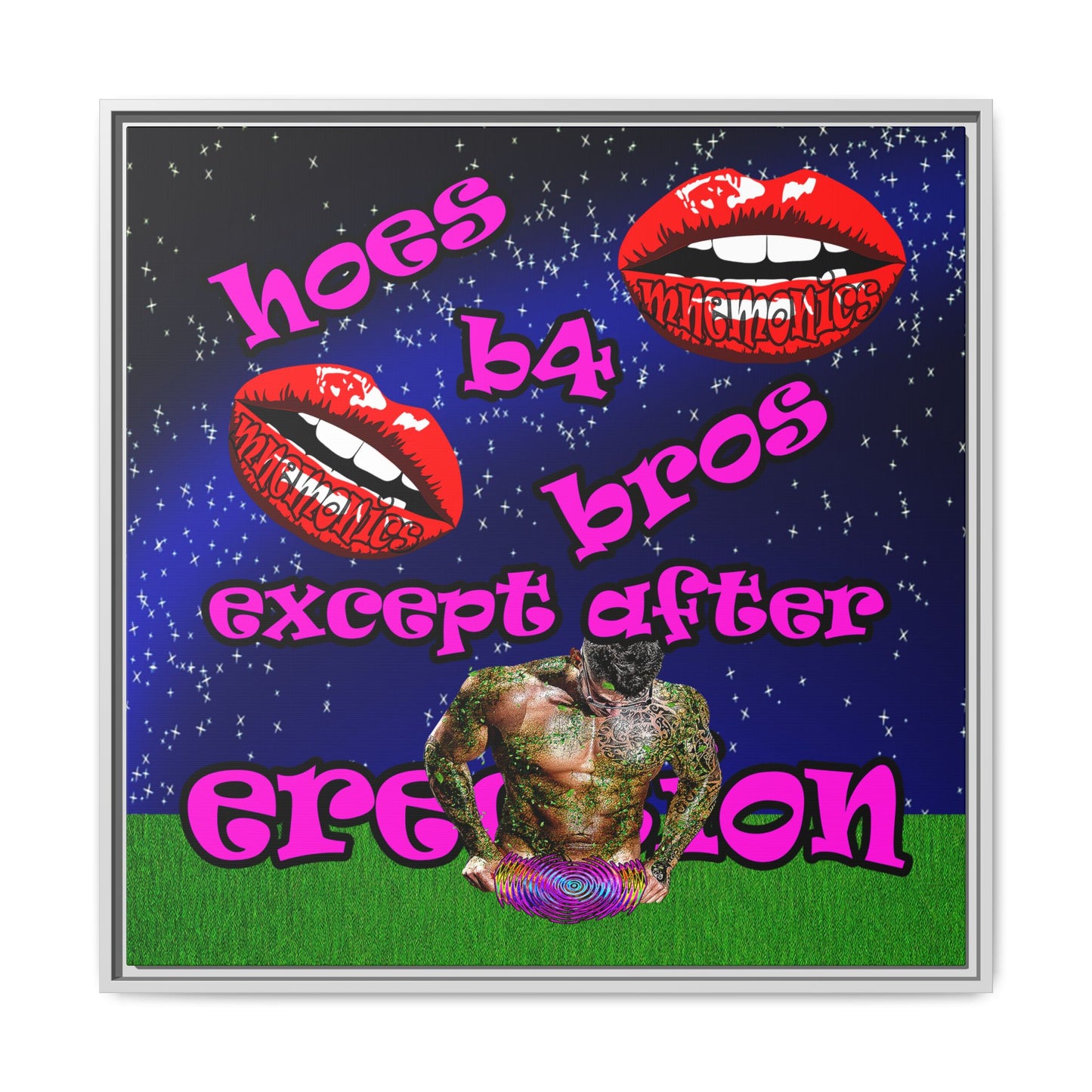 hoes b4 bros - framed canvas art ('snoops' background)