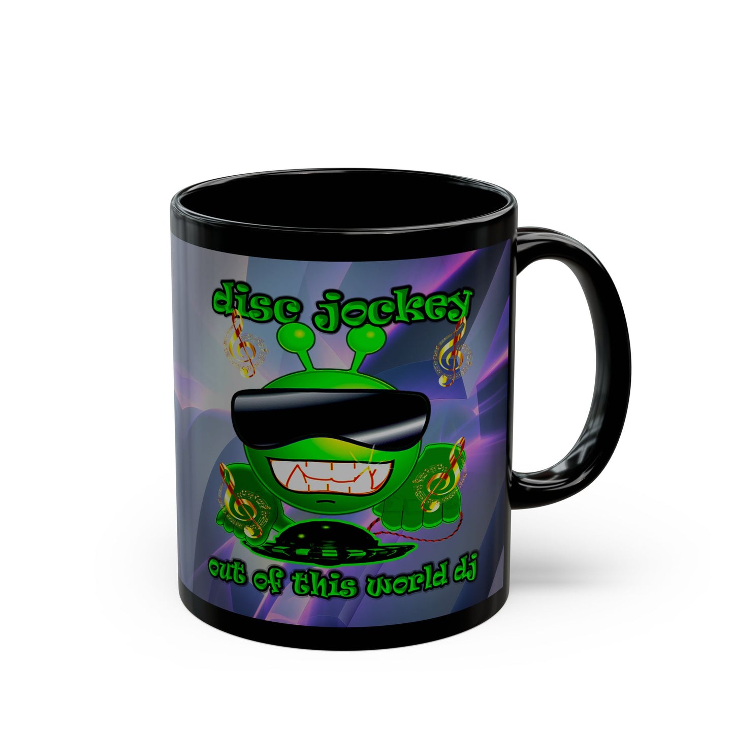 disc jockey - Black Mug (grey-pink wave)