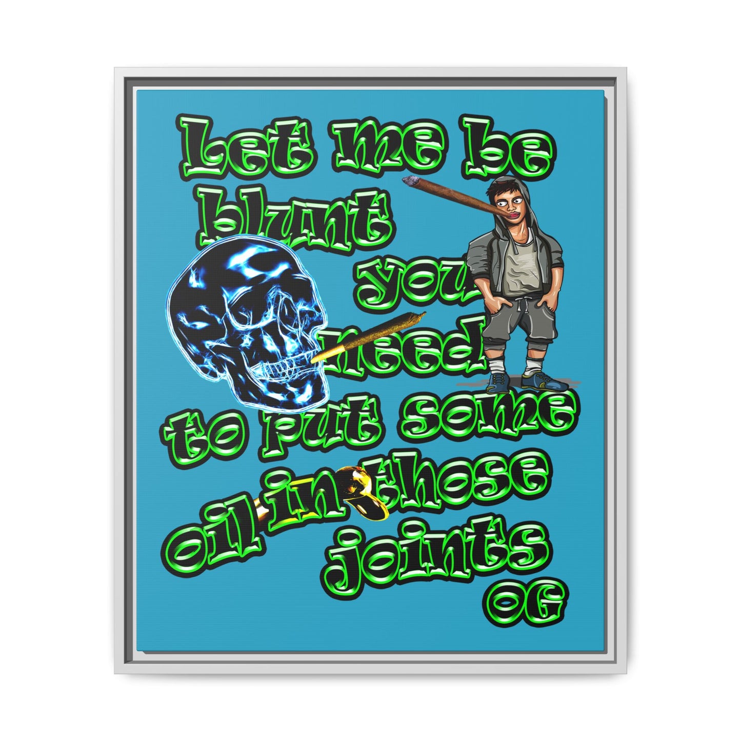 og - framed canvas art (turquoise)