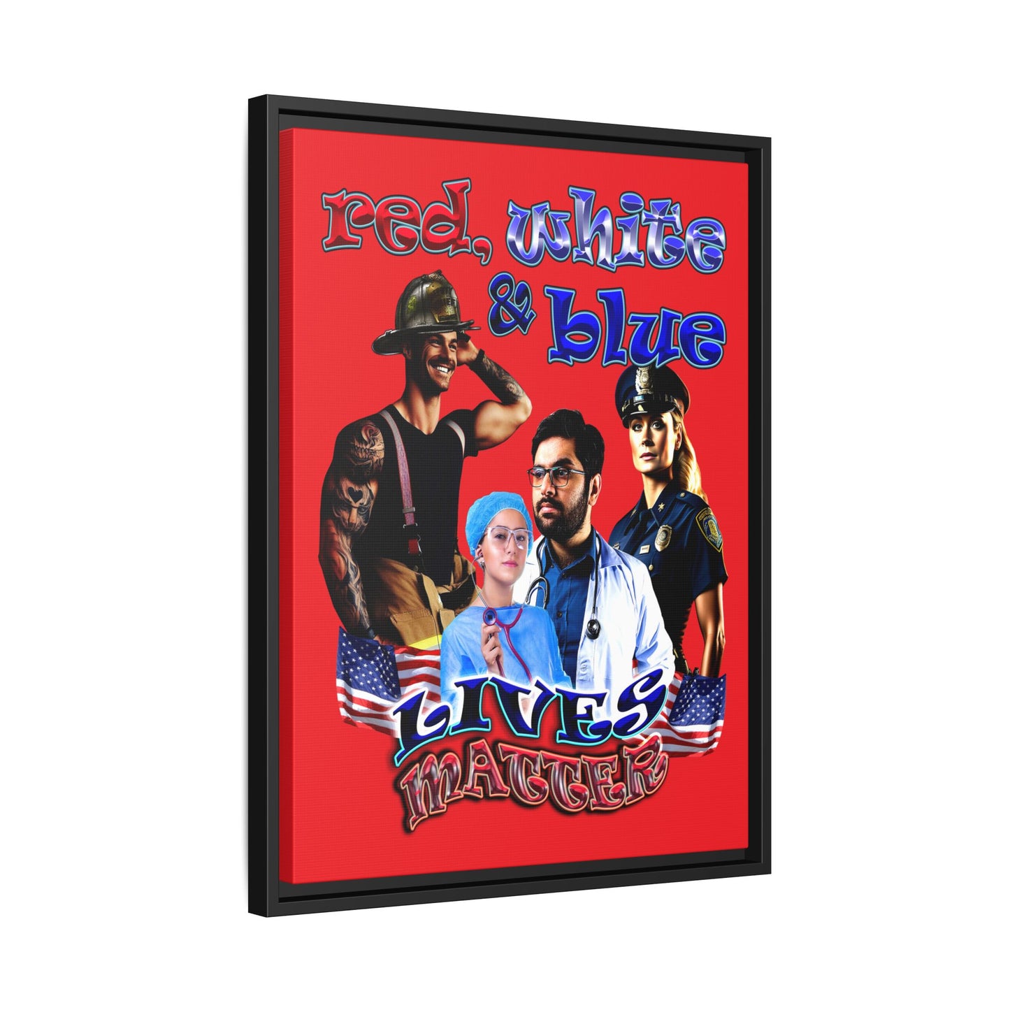 rw&b lives matter - framed canvas art (red)
