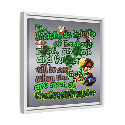 christmas spirits of boston - framed canvas art (brushed nickel)
