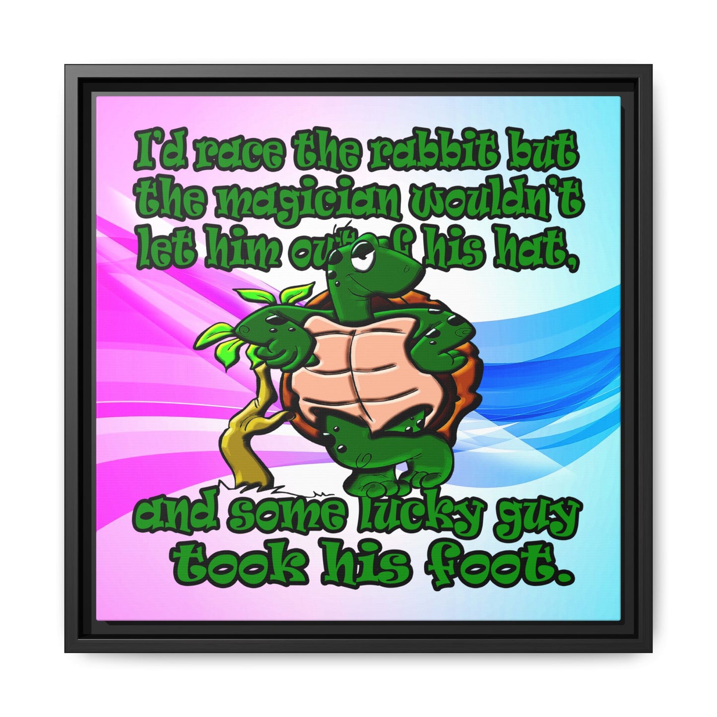 turtle race - framed canvas art (light blue-pink wave)