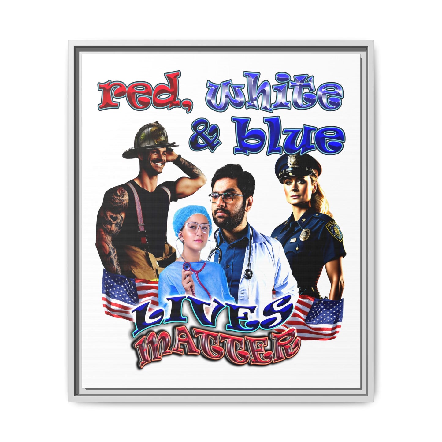 rw&b lives matter - framed canvas art (white)