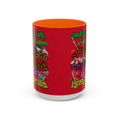 the bum's shit - Accent Mug (dark red)
