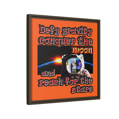defy conquer reach - framed canvas art (orange)